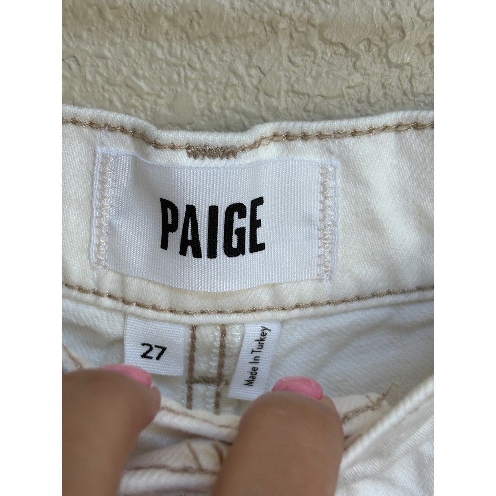 PAIGE White Wide-Leg Cropped Jean Shorts - Picture 6 of 11